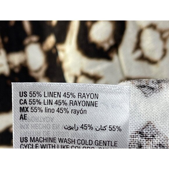 New INC Global Traveler Pants Wide Leg Size L Large Linen Blend Black Cream - Picture 8 of 10